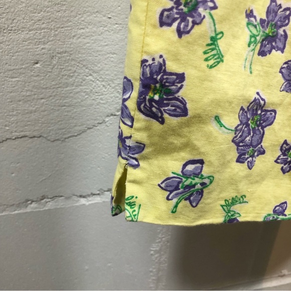 Lilly Pulitzer Linen Blend Floral Crop Pants Size 4 Yellow Purple - Picture 4 of 7